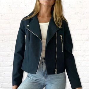 Forever 21 Grey Faux Suede Moto Jacket sz S